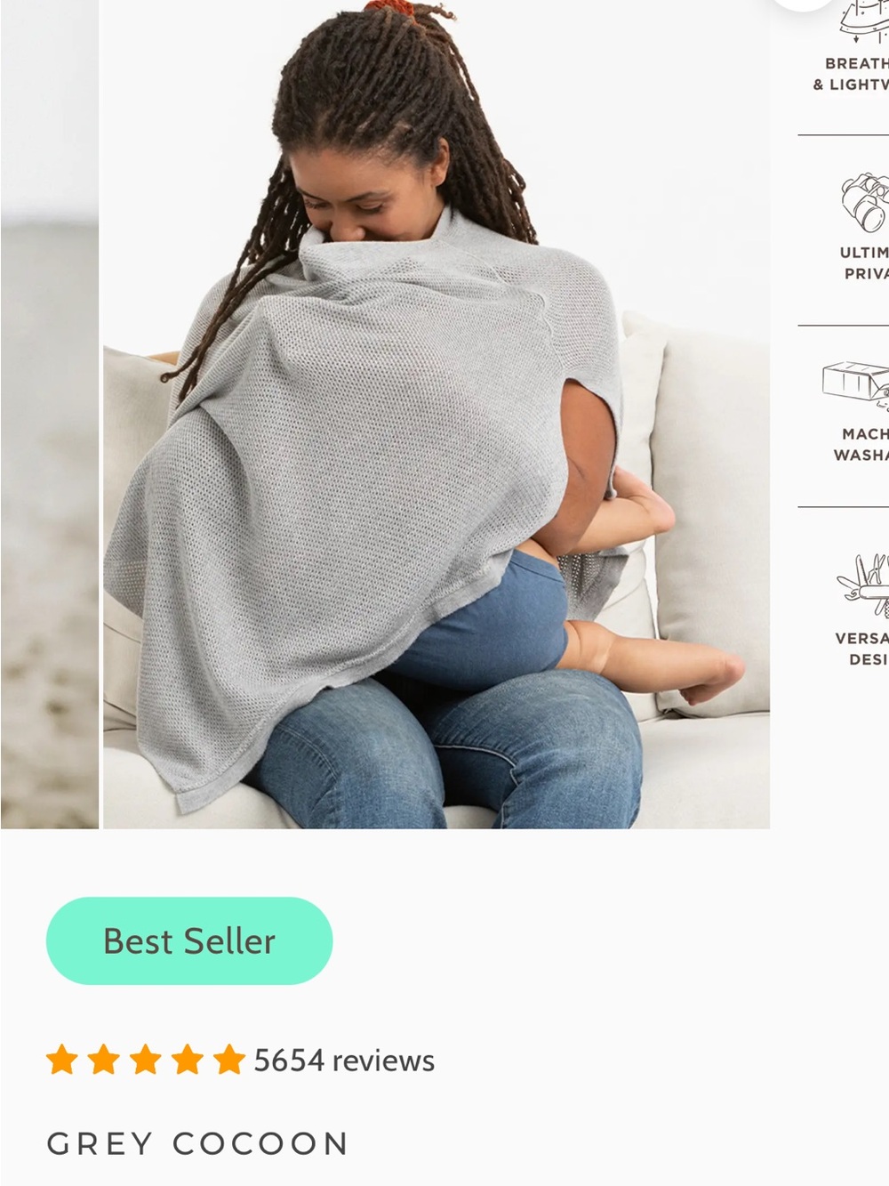 Grey Cocoon Nursing Poncho - Grey